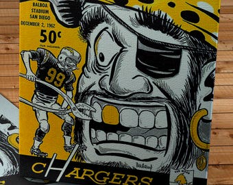 1962 Vintage Oakland Raiders - San Diego Chargers Football Program - Canvas Gallery Wrap