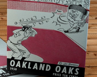 1950 Vintage Oakland Oaks - Pacific Coast League Baseball Program - Canvas Gallery Wrap