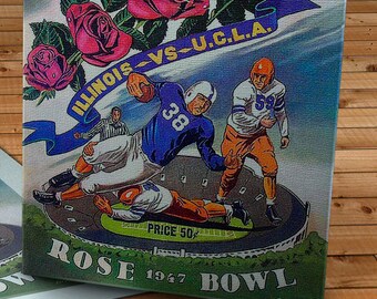 1947 Vintage Rose Bowl - UCLA Bruins  - Illinois Fighting Illini Football Program - Canvas Gallery Wrap