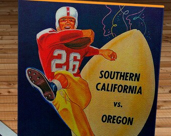 1953 Vintage USC Trojans - University of Oregon Ducks Football Program - Canvas Gallery Wrap