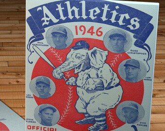 1946 Vintage Philadelphia Athletics Program - Canvas Gallery Wrap