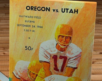 1966 Vintage University of Utah - University of Oregon Ducks Football Program - Canvas Gallery Wrap