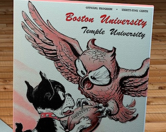 1949 Vintage Boston University Terriers -Temple University Owls Football Program - Canvas Gallery Wrap