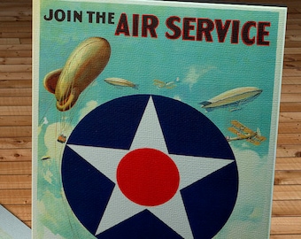 1919 Vintage Join the Air Service Poster - Canvas Gallery Wrap