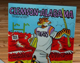 1967 Vintage Clemson Tigers - Alabama Crimson Tide Football Program Cover - Canvas Gallery Wrap