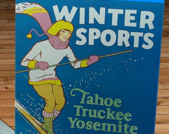1926 Vintage Winter Sports - Tahoe, Truckee, and Yosemite - Southern Pacific - Travel Poster - Canvas Gallery Wrap