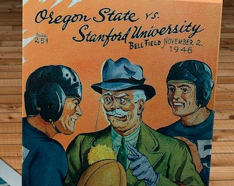 1946 Vintage Oregon State Beavers- Stanford Football Program - Canvas Gallery Wrap