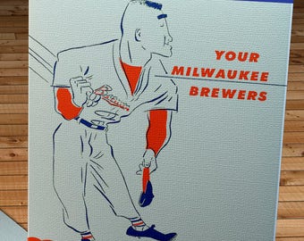 1950 Vintage Milwaukee Brewers Schedule - Canvas Gallery Wrap