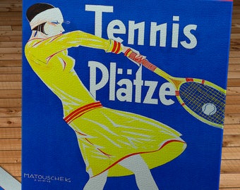 1927 Vintage Platze Gartenbau Austrian Tennis Poster - Canvas Gallery Wrap