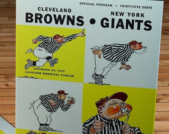 1957 Vintage Cleveland Browns - New York Giants Football Program Cover - Canvas Gallery Wrap