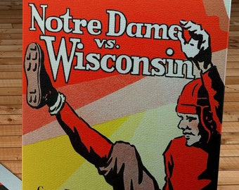 1928 Vintage Wisconsin Badgers  - Notre Dame Fighting Irish Football Program Cover - Canvas Gallery Wrap