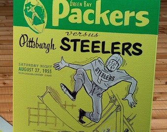 1955 Vintage Green Bay Packers - Pittsburgh Steelers Football Program Cover - Canvas Gallery Wrap