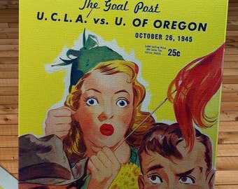 1945 Vintage Oregon - UCLA Football Program Cover - Canvas Gallery Wrap