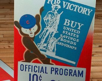 1942 Vintage Chicago Cubs Baseball Program - For Victory - Canvas Gallery Wrap