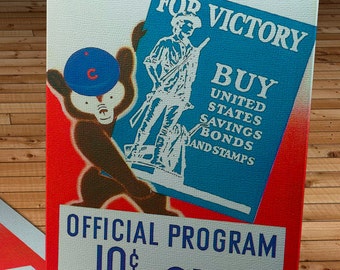 1942 Vintage Chicago Cubs Baseball Program - For Victory - Canvas Gallery Wrap