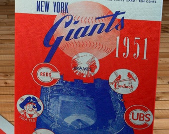 1951 Vintage New York Giants Baseball Scorecard - Canvas Gallery Wrap