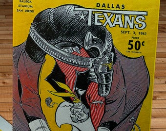 1961 Vintage Dallas Texans - San Diego Chargers Football Program - Canvas Gallery Wrap