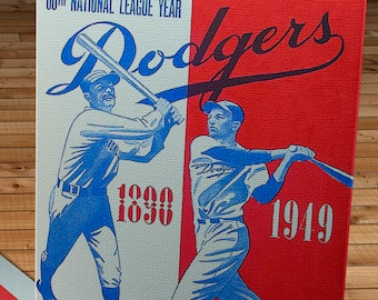 1949 Vintage Brooklyn Dodgers Diamond Anniversary Baseball Program Cover  - Canvas Gallery Wrap