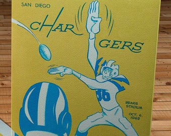 1963 Vintage Denver Broncos-San Diego Chargers Football Program Cover  - Canvas Gallery Wrap
