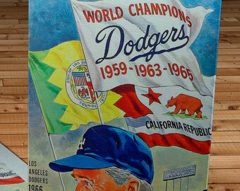 1966 Vintage Los Angeles Dodgers - Walter Alston Program - Canvas Gallery Wrap