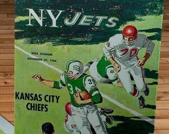 1966 Vintage New York Jets - Kansas City Chiefs Football Program - Canvas Gallery Wrap