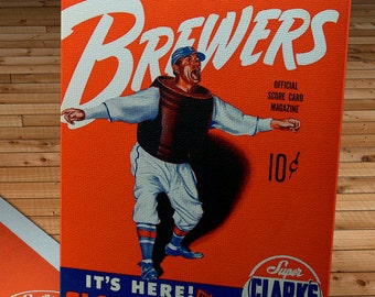 1951 Vintage Milwaukee Brewers Program - Canvas Gallery Wrap