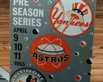 1965 Vintage Houston Astros - New York Yankees/Baltimore Orioles Program - Canvas Gallery Wrap