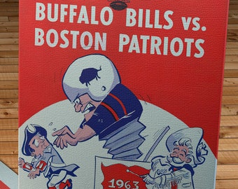 1963 Vintage Boston Patriots - Buffalo Bills Football Program Cover - Canvas Gallery Wrap