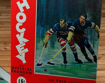 1936-1937 Vintage New York Rangers Hockey Program - Canvas Gallery Wrap