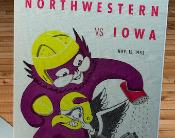 1952 Vintage Northwestern Wildcats - Iowa Hawkeyes  Football Program Cover - Canvas Gallery Wrap