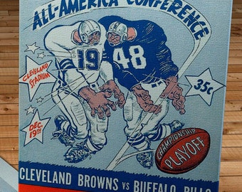 1948 Vintage Buffalo Bills - Cleveland Browns - Playoff Football Program Cover - Canvas Gallery Wrap