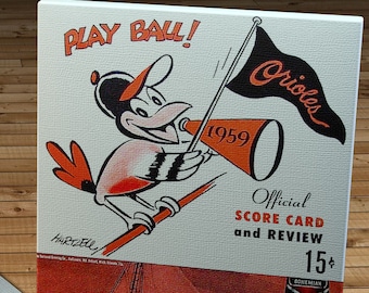 1959 Vintage Baltimore Orioles Scorecard - Canvas Gallery Wrap