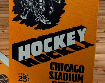 1949-1950 Vintage Chicago Black Hawks Hockey Program - Canvas Gallery Wrap