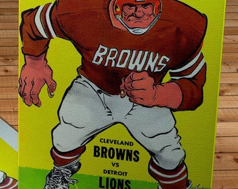 1958 Vintage Detroit Lions - Cleveland Browns Football Program Cover - Canvas Gallery Wrap