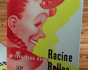1946 Vintage Racine Belles Baseball Yearbook Cover - All-American Girls Professional Baseball League - Canvas Gallery Wrap