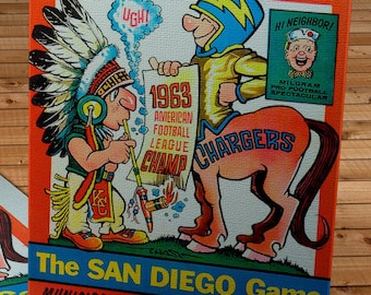 1964 Vintage San Diego Chargers - Kansas City Football Program Cover - Canvas Gallery Wrap