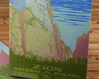 Vintage WPA Poster - Zion National Park - Canvas Gallery Wrap