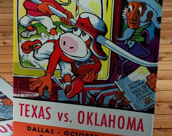 1953 Vintage Oklahoma Sooners - Texas Longhorns Football Program Cover - Canvas Gallery Wrap