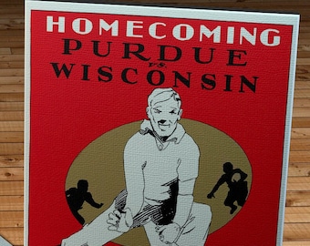 1928 Vintage Wisconsin Badgers  - Purdue Boilermakers Football Program Cover - Canvas Gallery Wrap