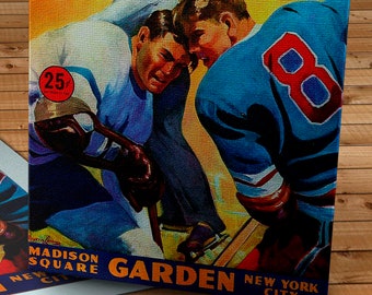 1958-1959 Vintage New York Rangers Hockey Program Cover - Canvas Gallery Wrap