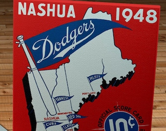 1948 Vintage Nashua Dodgers Scorebook Cover - Canvas Gallery Wrap