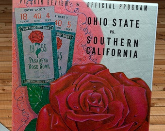 1955 Vintage Rose Bowl - USC Trojans - Ohio State Buckeyes Football Program - Canvas Gallery Wrap