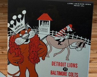 1954 Vintage Baltimore Colts - Detroit Lions Football Program Cover - Canvas Gallery Wrap