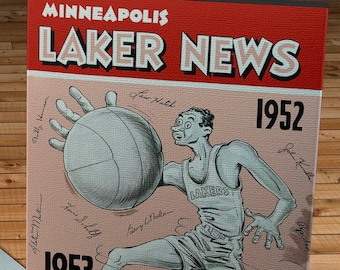 1952-1953 Vintage Minneapolis Lakers Basketball Program Cover - Canvas Gallery Wrap