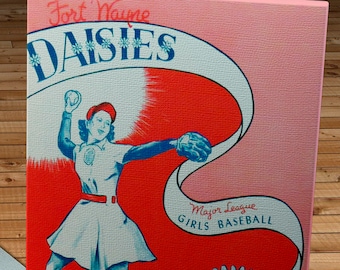 1952 Vintage Fort Wayne Daises Baseball Program Cover - Canvas Gallery Wrap