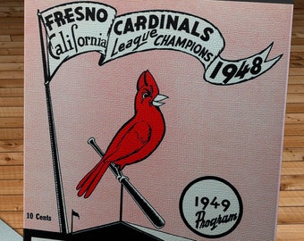 1949 Vintage Fresno Cardinals Baseball Program Cover - California League - Canvas Gallery Wrap