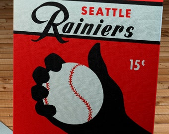 1954 Vintage Seattle Rainiers Baseball Scorebook Cover - Canvas Gallery Wrap