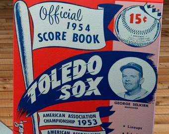 1954 Vintage Toledo Sox Baseball Program Cover - American Association - Canvas Gallery Wrap