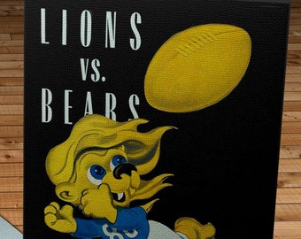 1944 Vintage Detroit Lions  - Chicago Bears Football Program Cover - Canvas Gallery Wrap