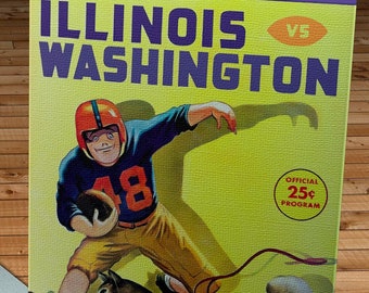 1950 Vintage Washington Huskies - Illinois  Illini Football Program Cover  - Canvas Gallery Wrap